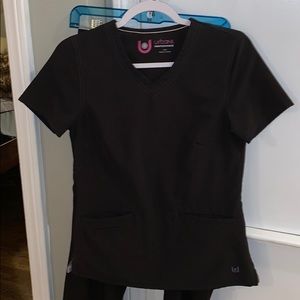 Black set of Urbane Performance black scrubs